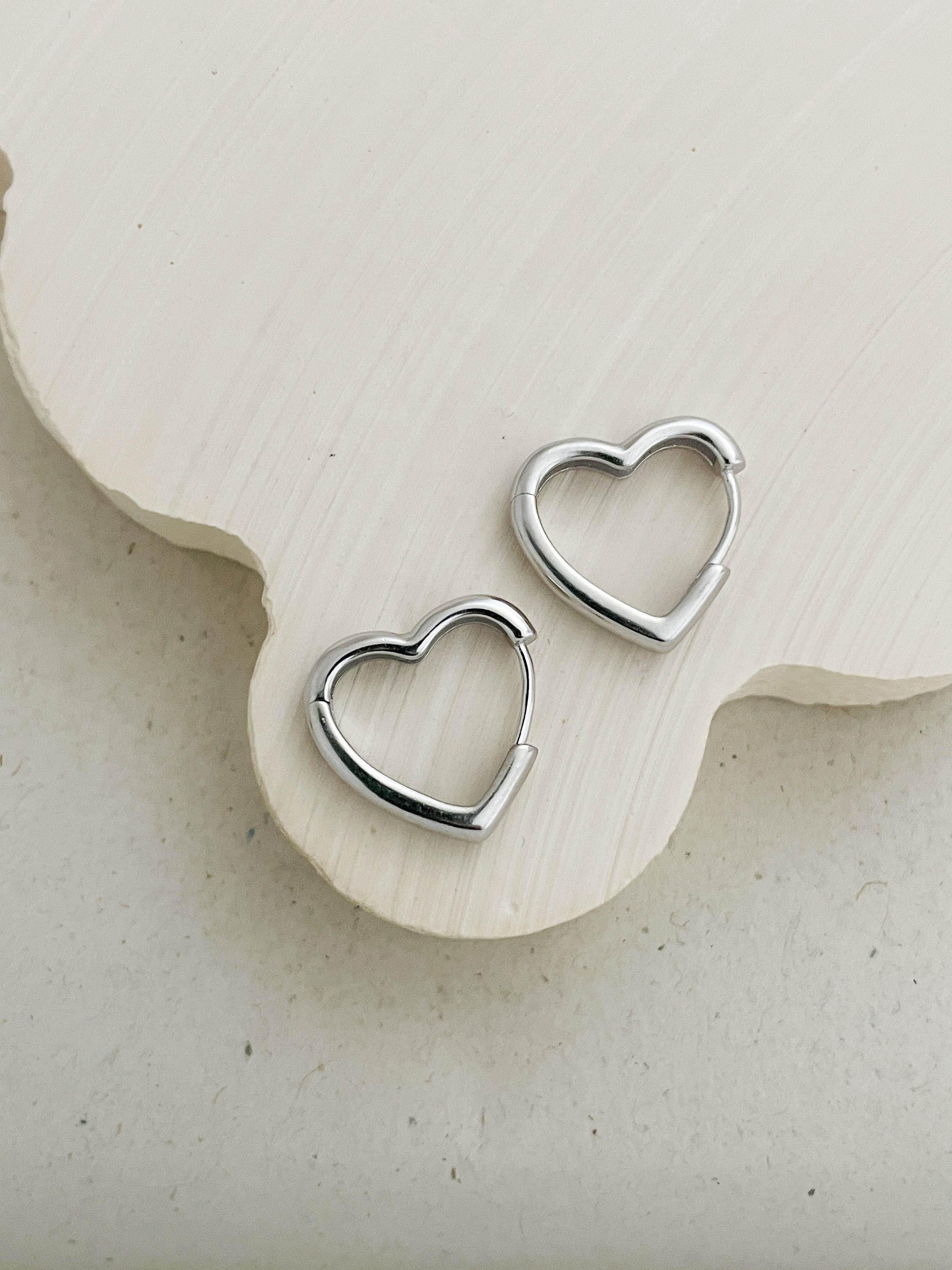 Esme Heart Hoops Silver