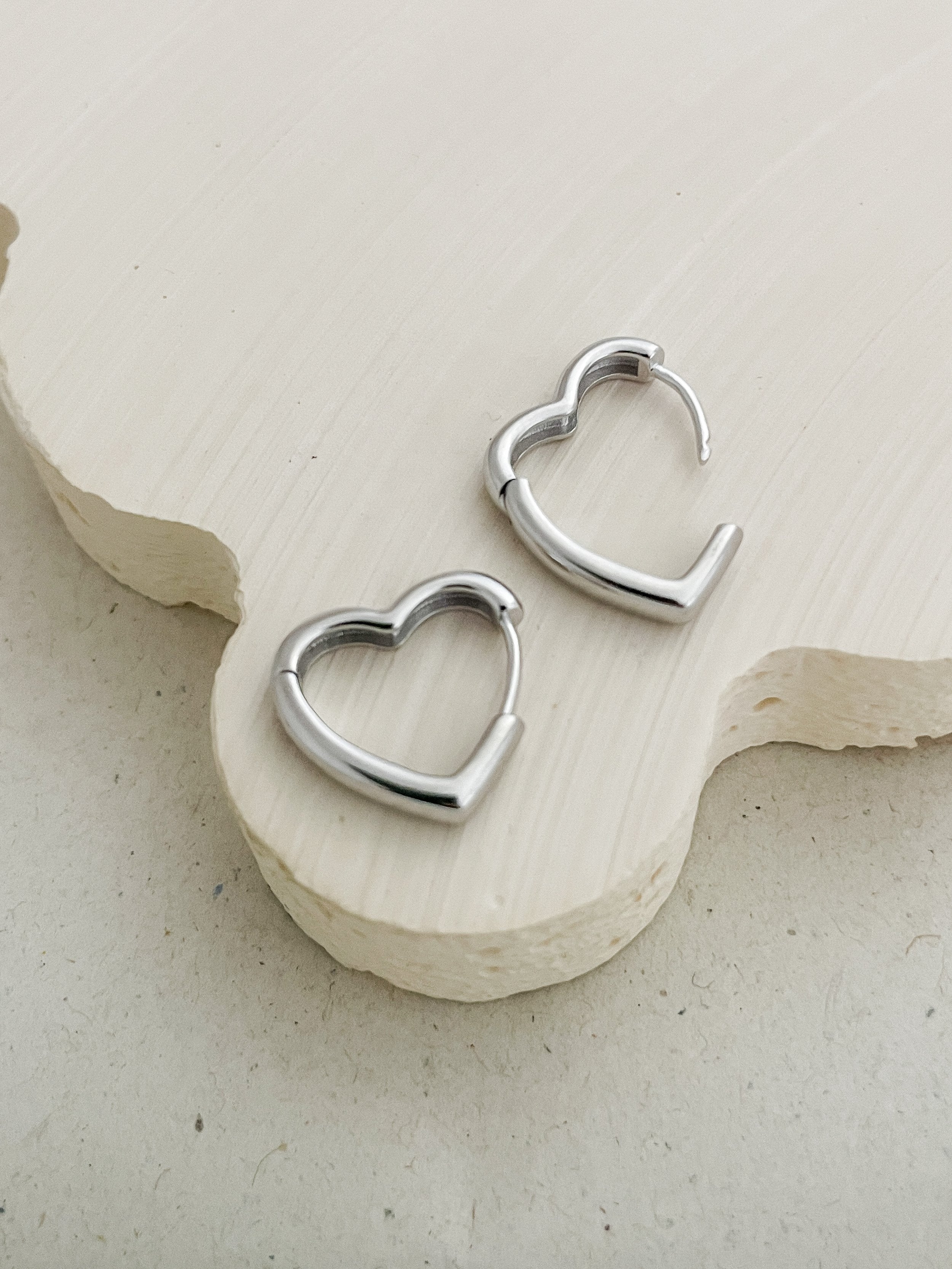 Esme Heart Hoops Silver